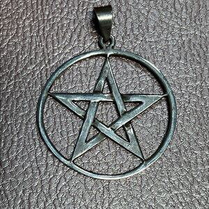 Large 925 Sterling Silver Pentagram Pendant